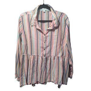 True Craft Stripe Size 3X Women Blouse